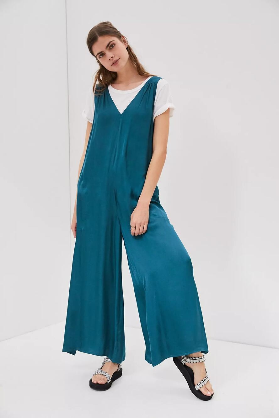 Anthropologie Juniper Wide-Leg Jumpsuit Teal Green Large